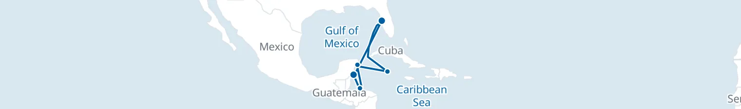 Route map of Baja Twilight Ride – Roatan, Cozumel & Grand Cayman