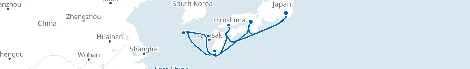 Route map of Spirited Temples – Hiroshima & Jeju Island