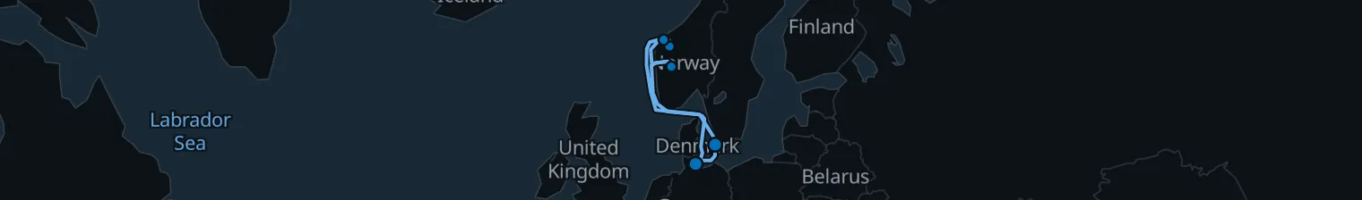 Route map of Glittering Fjords – Flåm, Ålesund & Kiel
