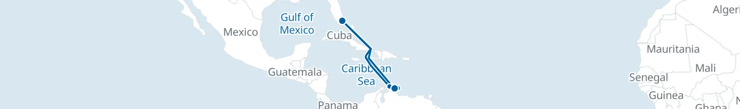 Route map of Turquoise Sanctuary – Aruba & Bonaire