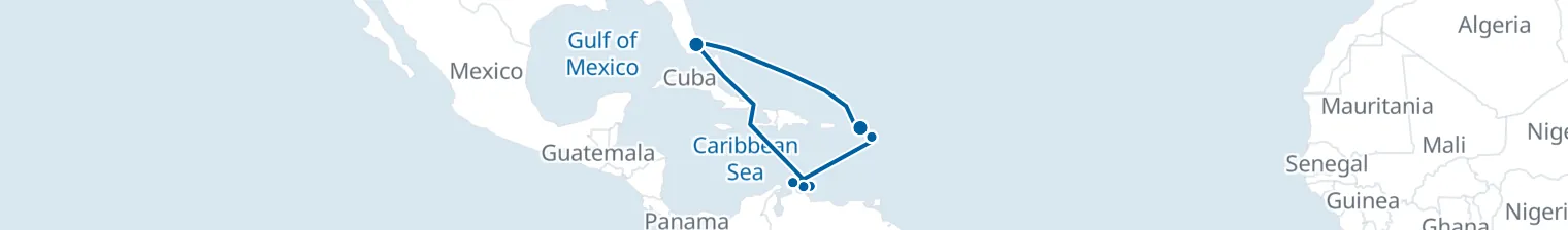 Route map of Pastel Gable Coast – Willemstad & Aruba