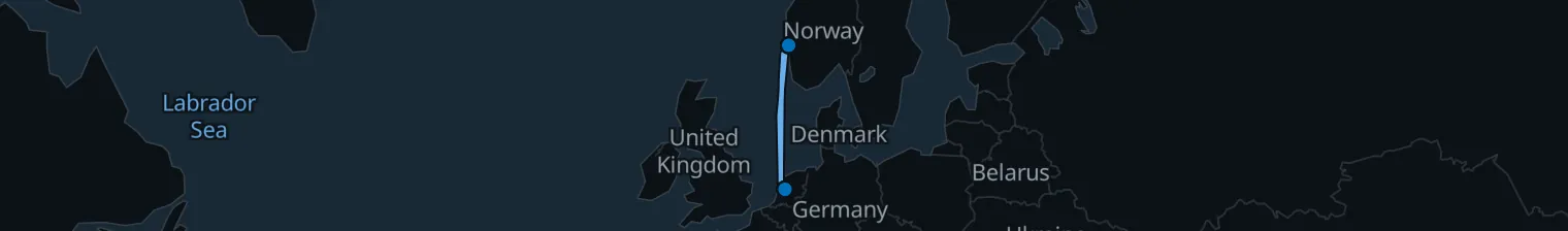 Route map of Northern Tide – Amsterdam & Bergen