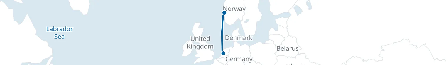 Route map of Northern Tide – Amsterdam & Bergen