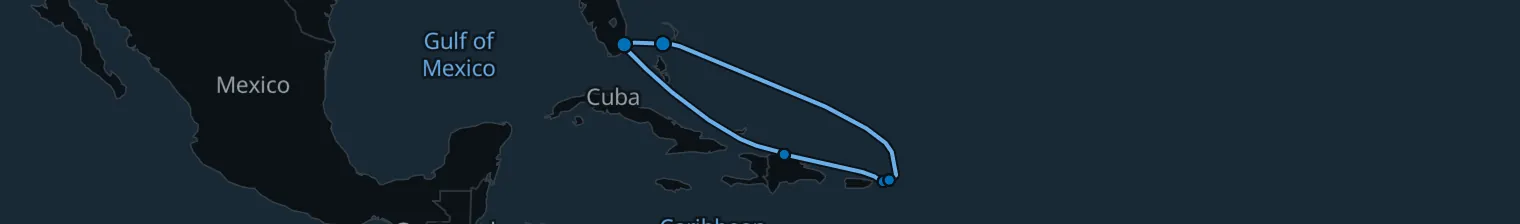 Route map of Siren’s Shore – Amber Cove & Virgin Keys