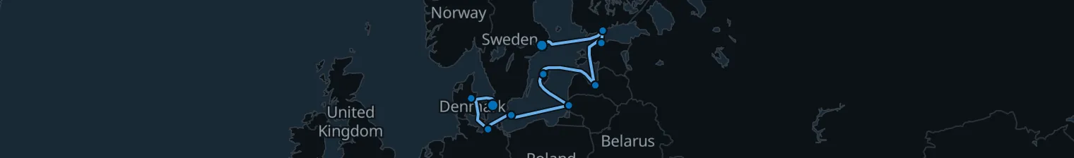 Route map of Silent Current – Baltic’s Veiled Coast