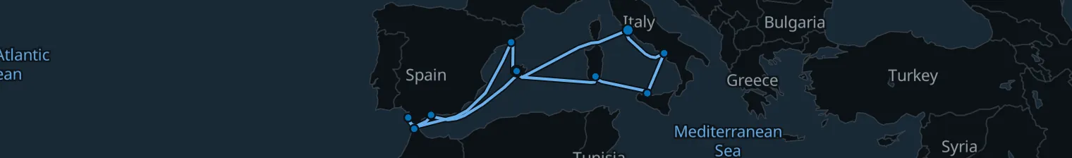 Route map of Saffron Spice – Andalusia to Sicily