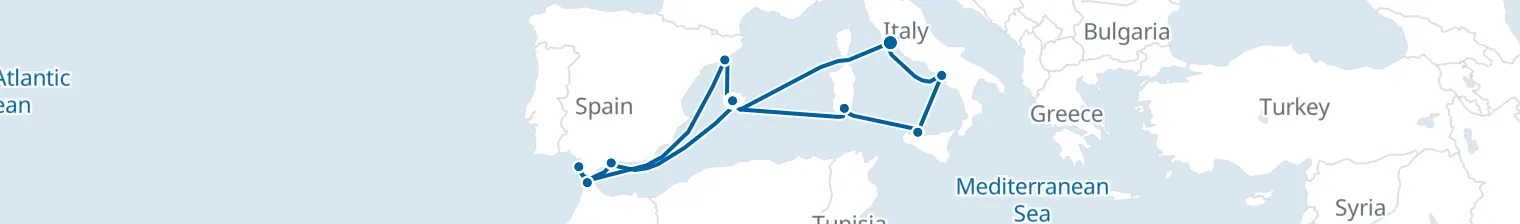 Route map of Saffron Spice – Andalusia to Sicily
