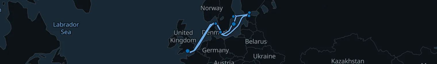 Route map of Nordic Tideweave – Baltic’s Silver Thread