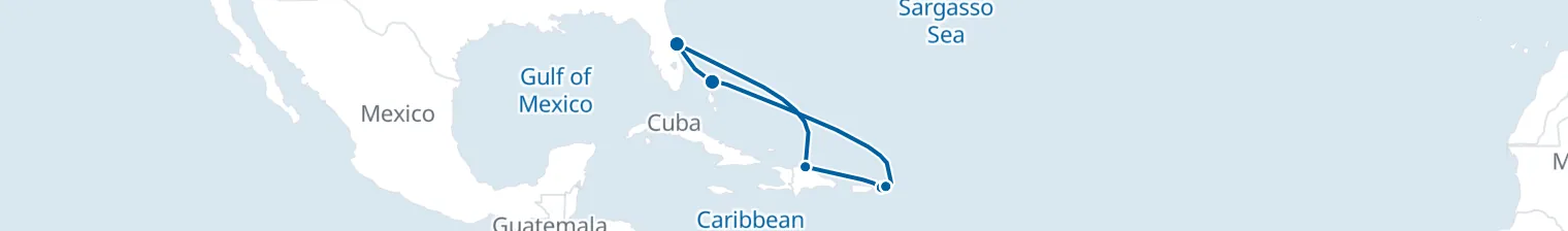 Route map of Siren’s Wake – Amber Cove & BVI