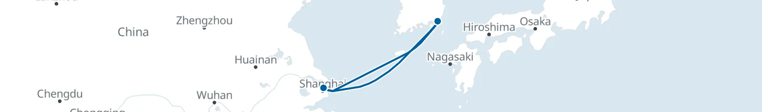 Route map of Silk Tide – Shanghai & Busan