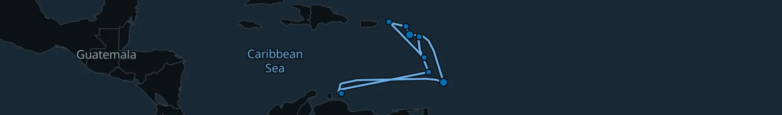 Route map of Siren’s Tide – Lesser Antilles Loop