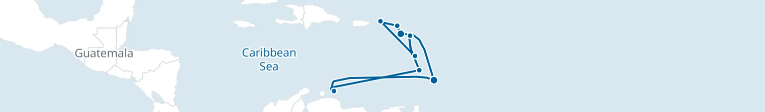 Route map of Siren’s Tide – Lesser Antilles Loop