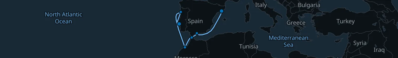 Route map of Silk Road Current – Tangier & Casablanca