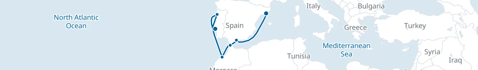 Route map of Silk Road Current – Tangier & Casablanca