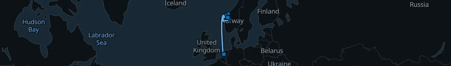 Route map of Fjord’s Whisper – Amsterdam & Norway’s Wild Coast