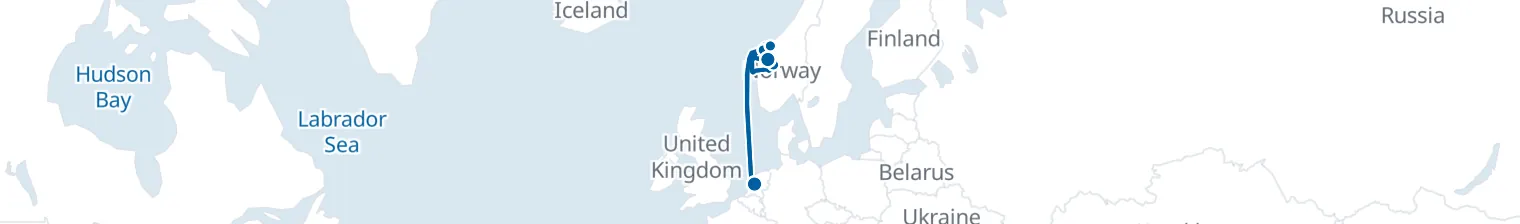 Route map of Fjord’s Whisper – Amsterdam & Norway’s Wild Coast