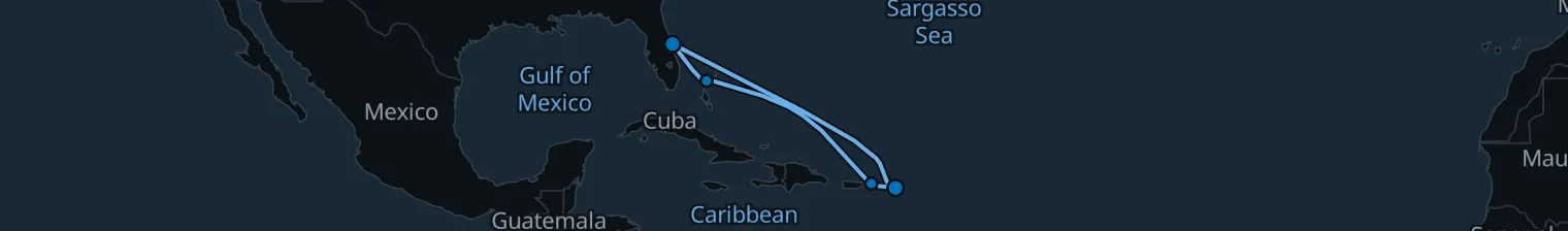 Route map of Breezy Meridian – CocoCay & Philipsburg