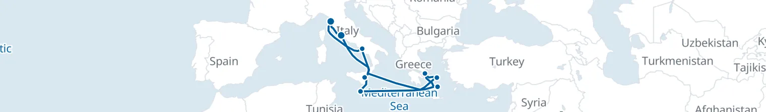 Route map of Sunken Amphora – Aegean & Malta