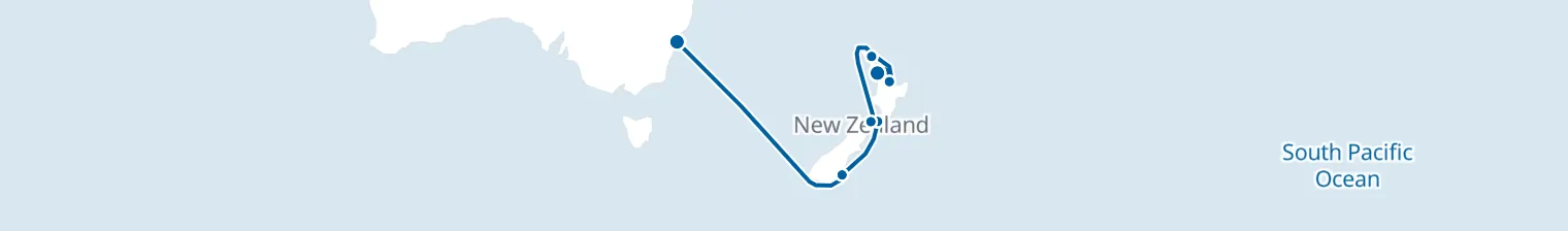 Route map of Southern Tidesweep – Sydney to Auckland
