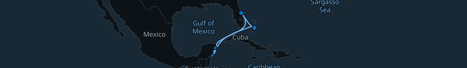Route map of Sun-Kissed Escape – Cozumel & Nassau