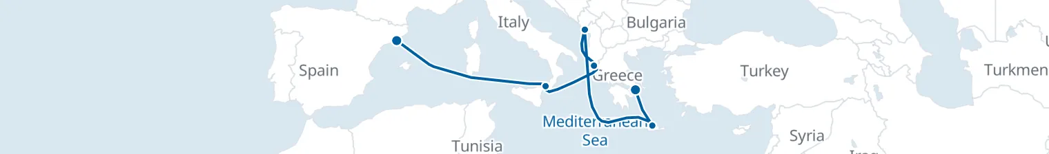 Route map of Sunken Amphora – Iraklion, Corfu & Messina