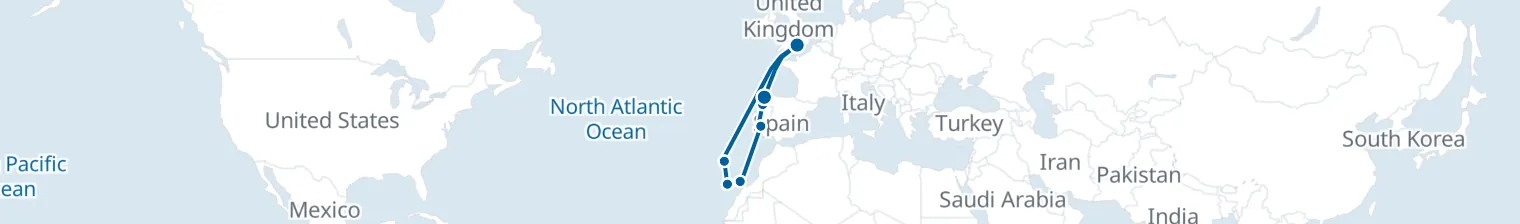 Route map of Azores Whisper – Canary & Madeira