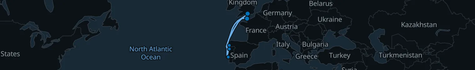 Route map of Tides & Tapas – Iberian Coast