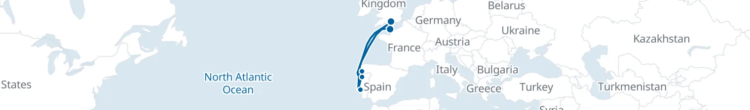Route map of Tides & Tapas – Iberian Coast