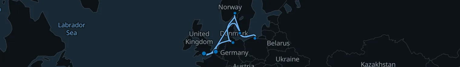 Route map of Nordic Tide – Baltic’s Silent Isles