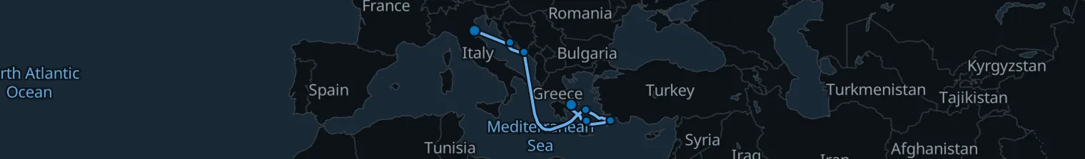 Route map of Sapphire Dawn – Aegean’s Hidden Spires
