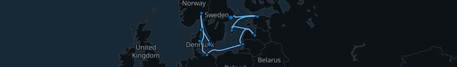 Route map of Northern Lights Current – Baltic’s Frostbitten Shores