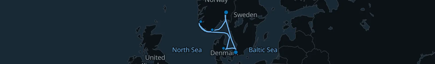 Route map of Nordic Tides – Denmark’s Golden Coast