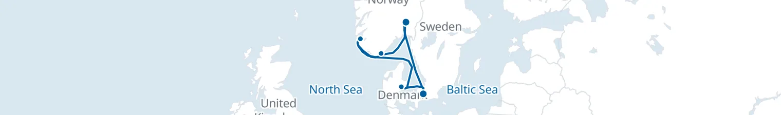 Route map of Nordic Tides – Denmark’s Golden Coast