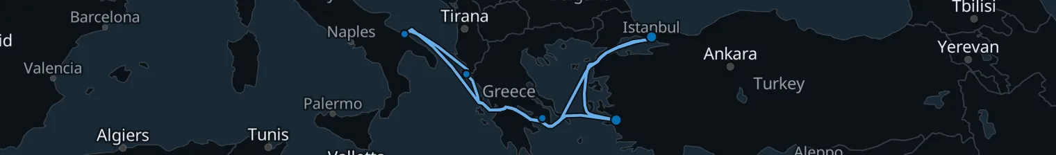 Route map of Whispering Straits – Aegean & Adriatic