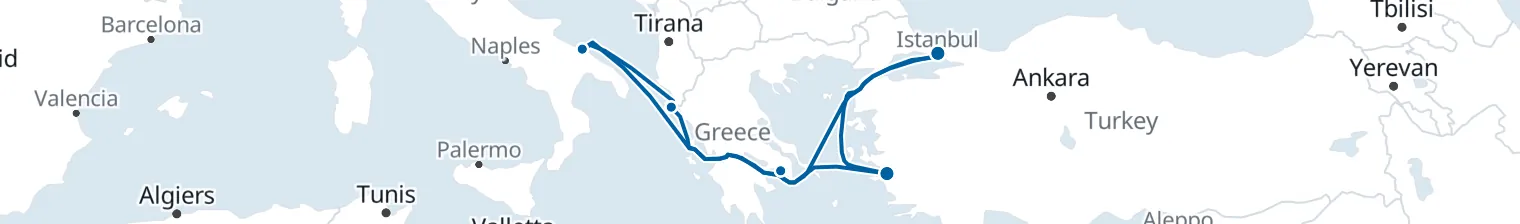 Route map of Whispering Straits – Aegean & Adriatic