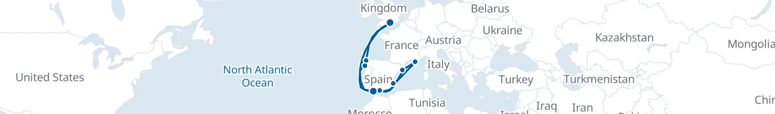 Route map of Silk Road’s Edge – Spain’s Golden Coast