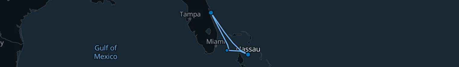 Route map of Breezeway Bahamas – Port Canaveral