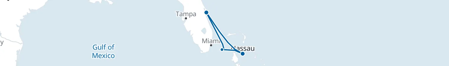 Route map of Breezeway Bahamas – Port Canaveral