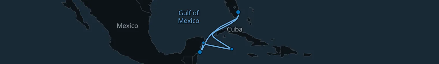 Route map of Sunset Serenade – Cozumel & Grand Cayman