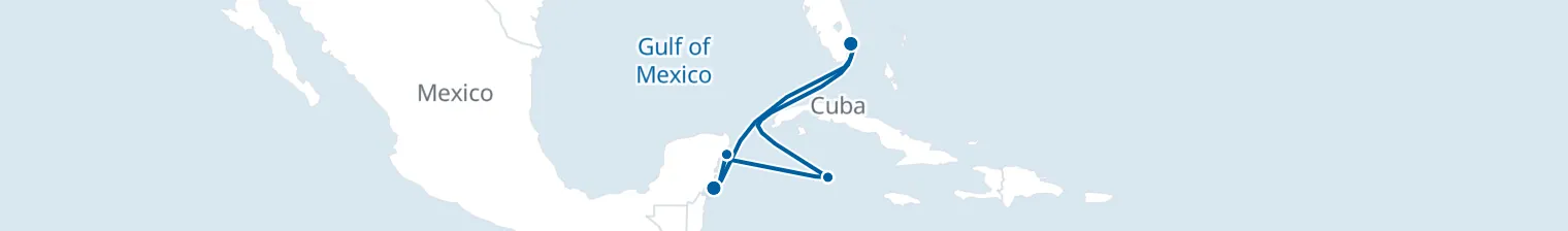 Route map of Sunset Serenade – Cozumel & Grand Cayman