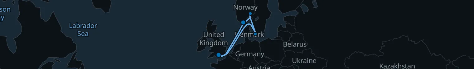Route map of Nordic Tides – Fjords & Crowns
