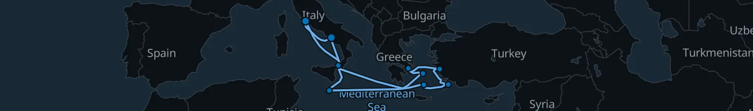 Route map of Sailor’s Odyssey – Aegean & Adriatic