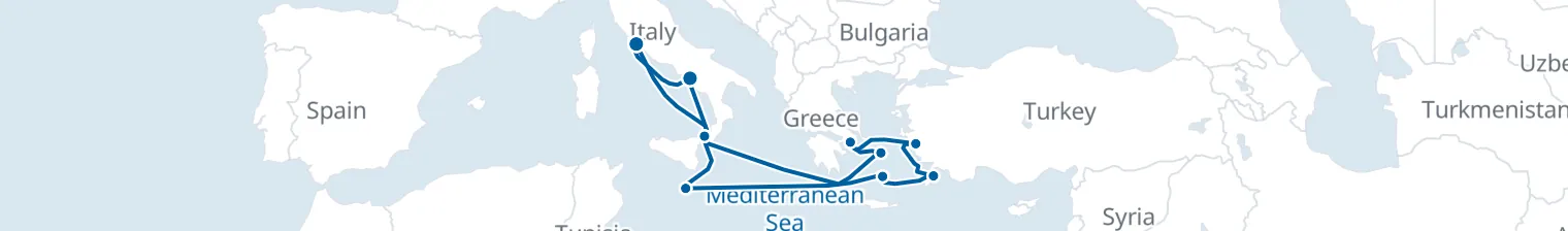 Route map of Sailor’s Odyssey – Aegean & Adriatic