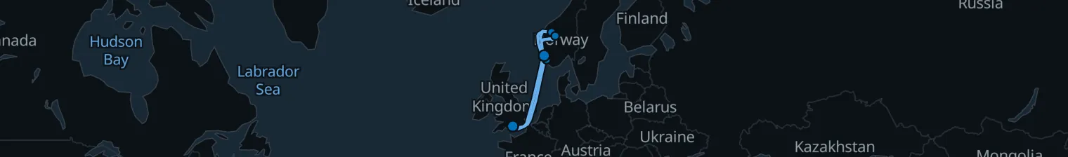 Route map of Norwegian Fjord Whisper – Stavanger