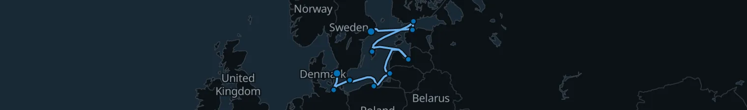 Route map of Baltic Tide – Stockholm to Copenhagen