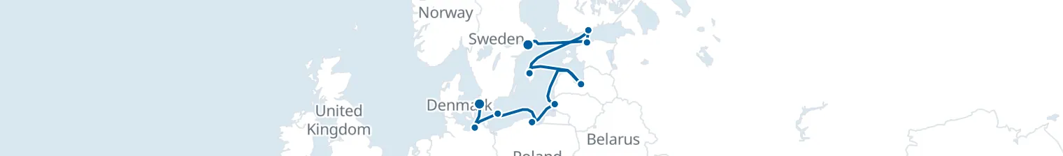 Route map of Baltic Tide – Stockholm to Copenhagen