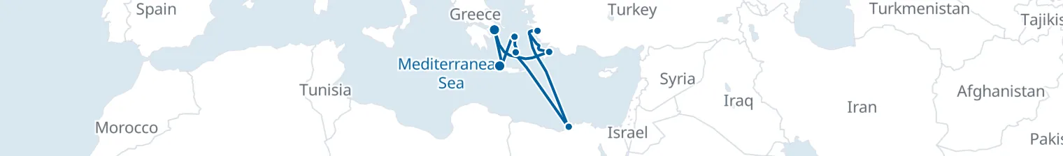Route map of Phoenix’s Ascent – Aegean & Nile