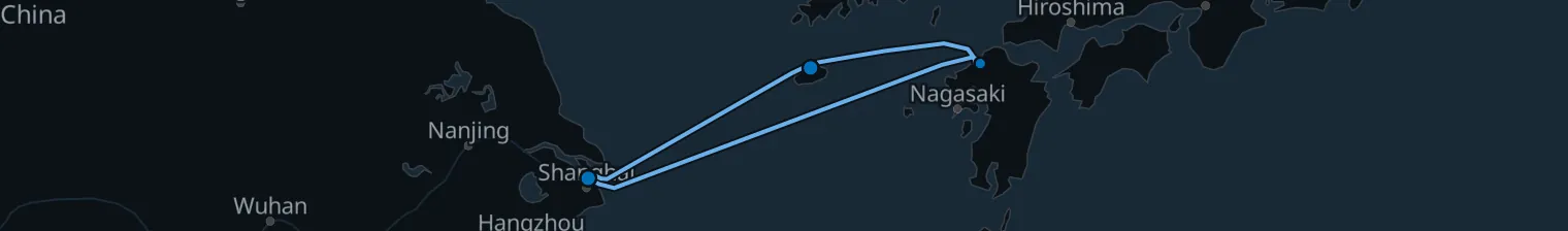 Route map of Dragon’s Silk Passage – Hakata & Jeju