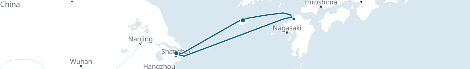 Route map of Dragon’s Silk Passage – Hakata & Jeju