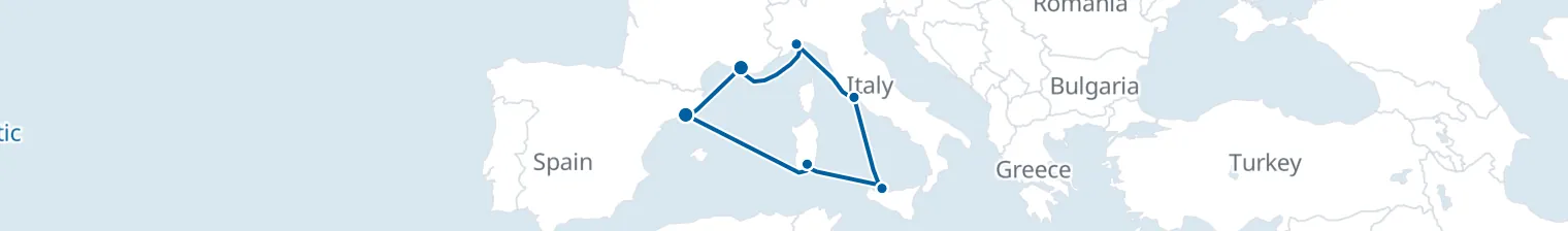 Route map of Basilica Steps – Rome, Palermo & Marseille